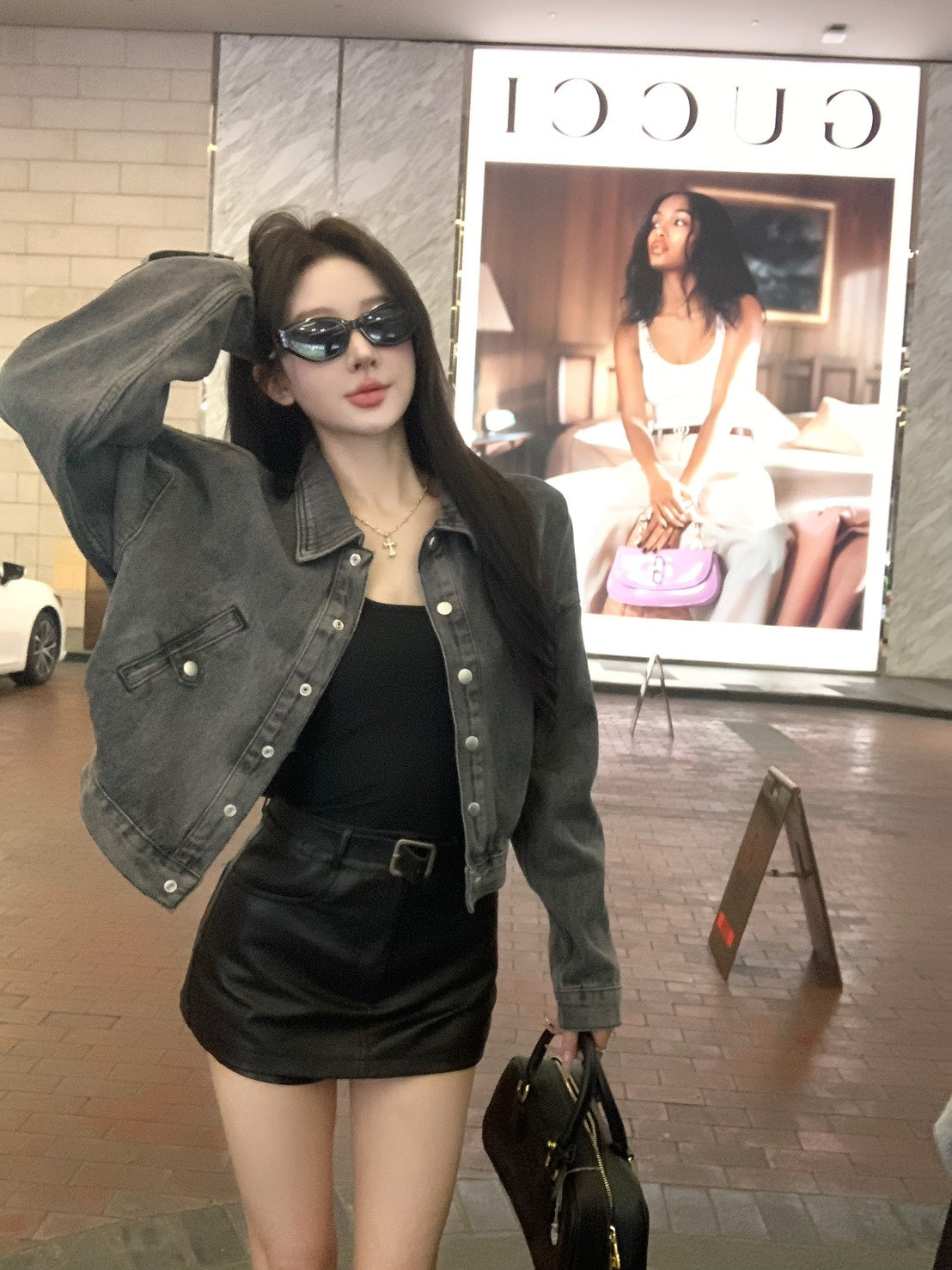 25Dec. 美式酷妹刷灰字母機車外套