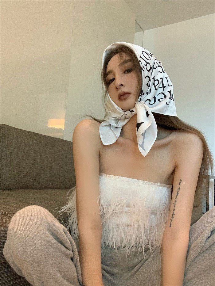 25Nov. 辣妹流蘇短款抹胸上衣 白/黑