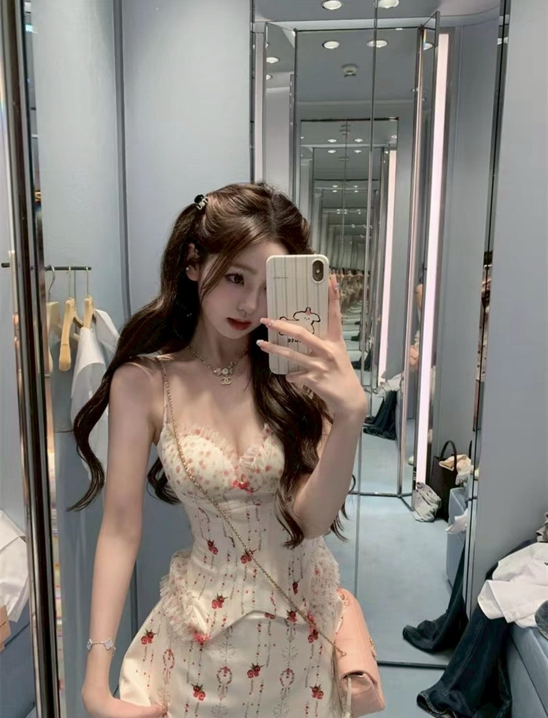 26May. 草莓玫瑰 少女碎花魚骨背心半身裙套裝