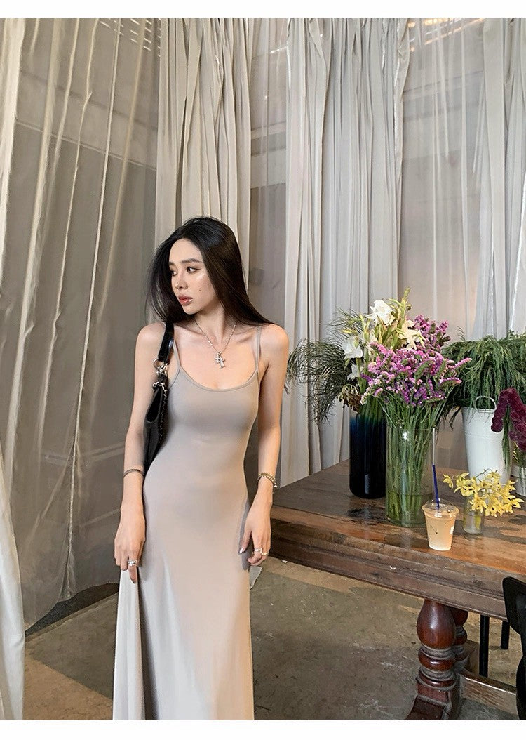 26Apr. 溫柔skims簡約歐美背心連身裙 杏