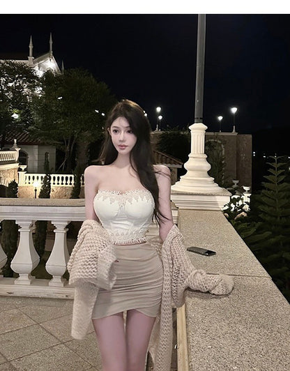 Mar. 金秘書穿搭 氣質不規則交叉褶皺半身裙 杏