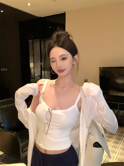 26Jan. 低調穿出好身材居家系列背心外套2件組 藏藍抽繩休閒褲