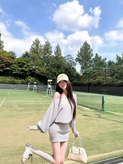 26Oct. Luna灰色系鬆弛感針織半裙套裝