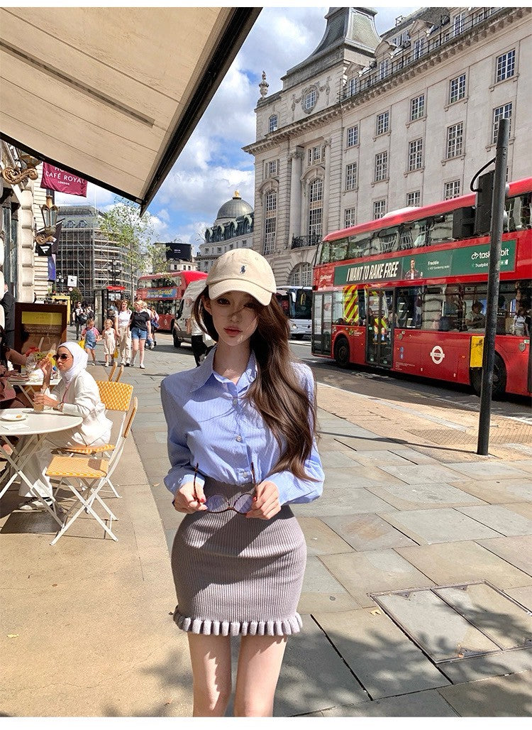 25Oct. 佛羅詠歌 純慾秘書感異材質拼接裙