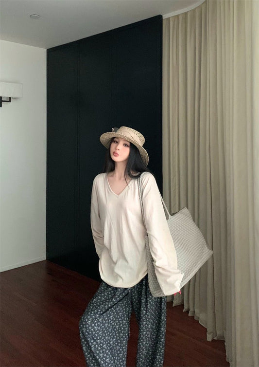 25Aug. 美式慵懶休閒純色上衣2色 碎花休閒褲