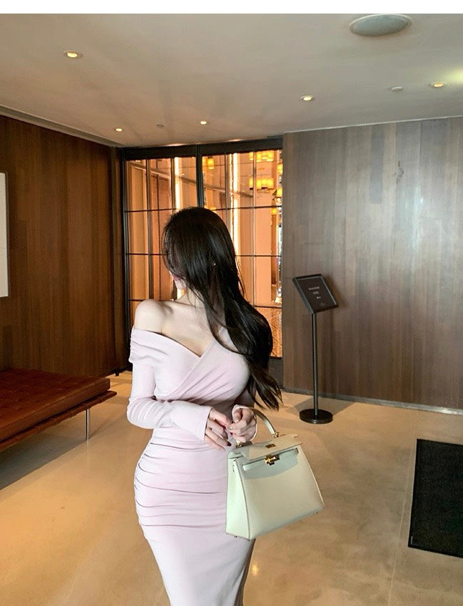 25Nov. 落櫻序曲氣質交錯V領連衣裙 粉