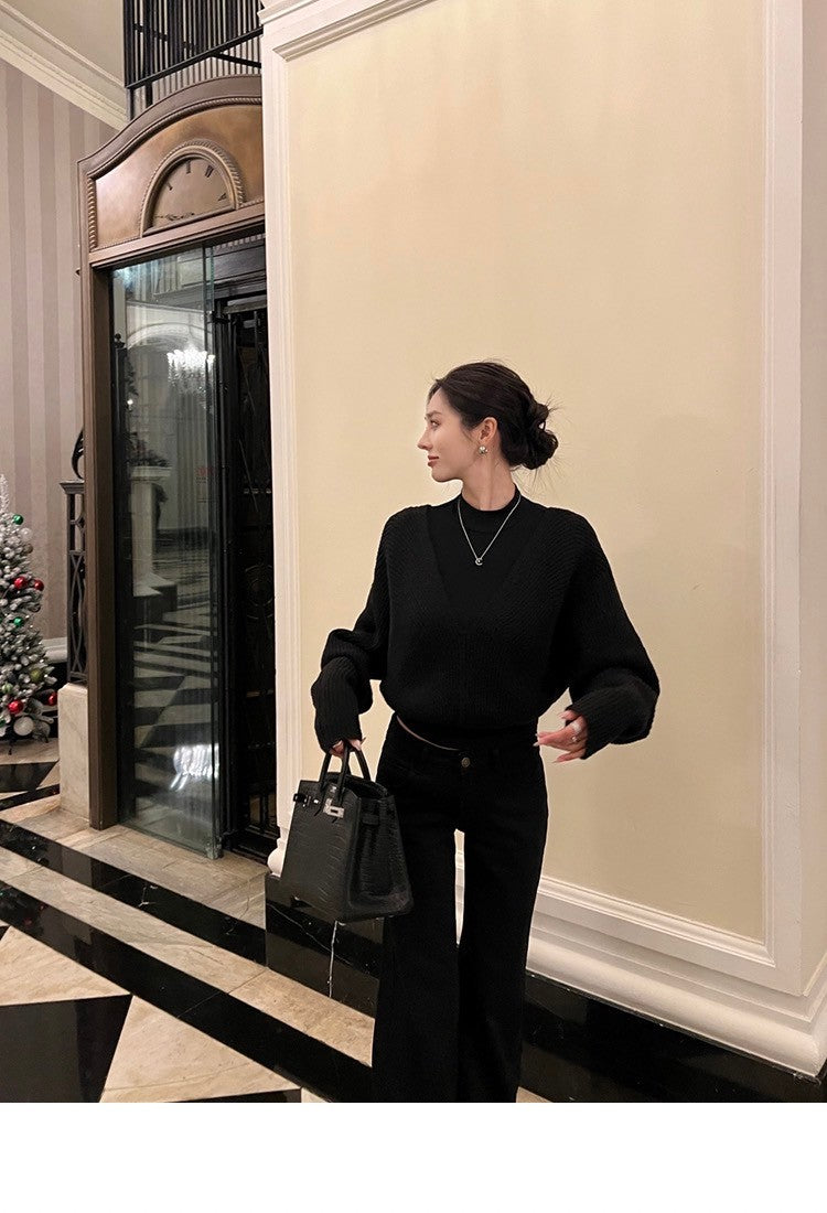 Mar. 保加麗人半高領五分袖上衣 黑