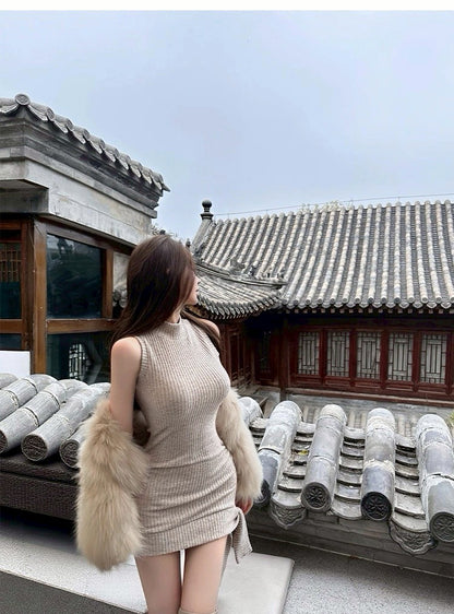 25Dec. 茶藝嬌女氣質燕麥飄帶包臀裙