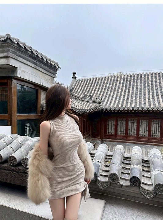 25Dec. 茶藝嬌女氣質燕麥飄帶包臀裙