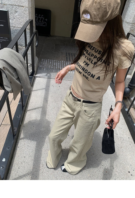 25Dec. Ap秋色卡其水洗工藝直筒休閒褲