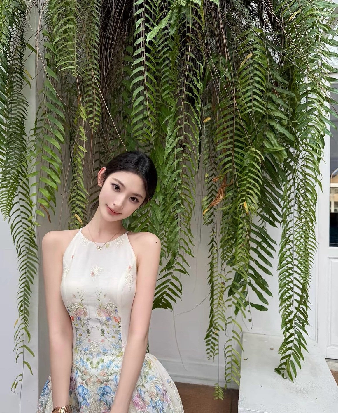 26Jun. 愛麗絲夢境 油畫花收腰連身裙