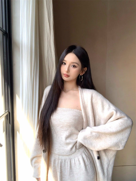 25Dec. 芬蘭午茶慵懶針織三件套 杏