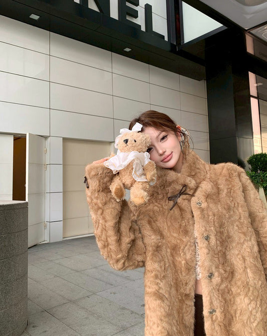 25Dec. Teddy熊毛毛韓系柔軟寬鬆外套 泰迪棕/灰