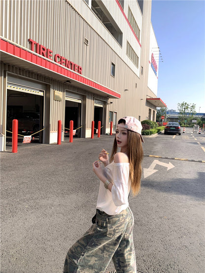 Jun. DITA美式甜酷百搭迷彩工裝褲