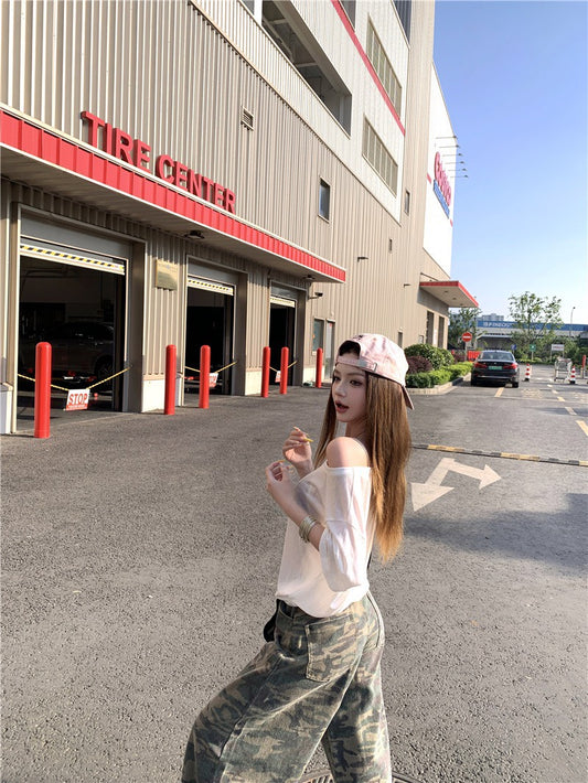 Jun. DITA美式甜酷百搭迷彩工裝褲