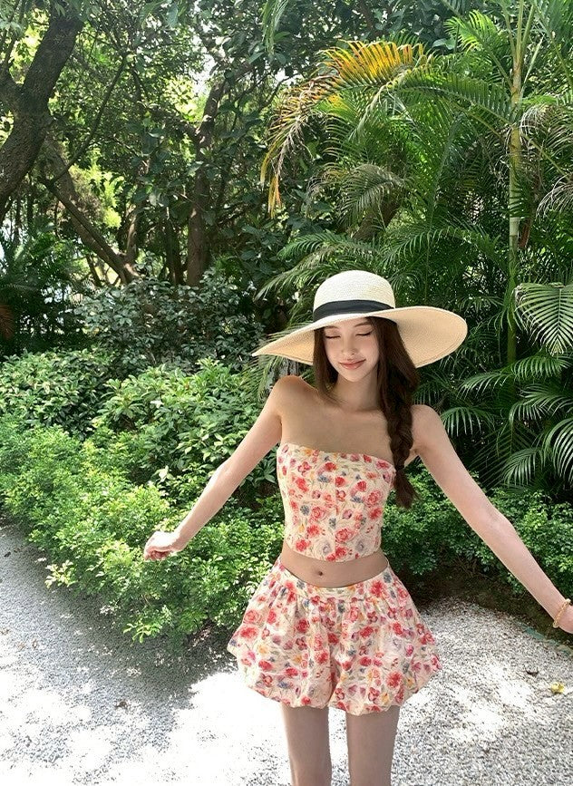 25Aug. 黛西花園 彩繪花魚骨抹胸花苞裙套裝