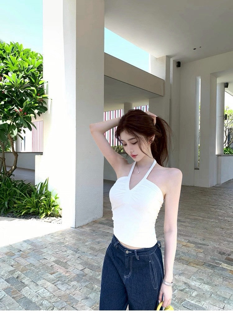 25Aug. Jennie同款純慾綁帶背心 白/藏藍