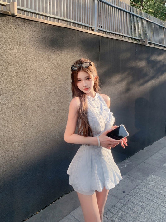 25Aug. 蒂絲學姐條紋修身收腰背心短褲套裝