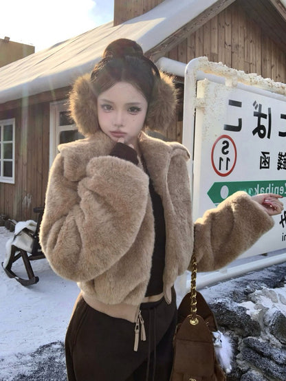 26Feb. 今年大勢 時髦人百搭毛毛保暖外套 咖棕