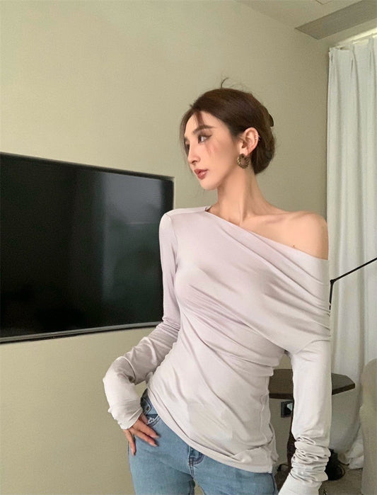 25Jul. 復古熱潮 斜肩彈力面膜踢 淺灰/黑