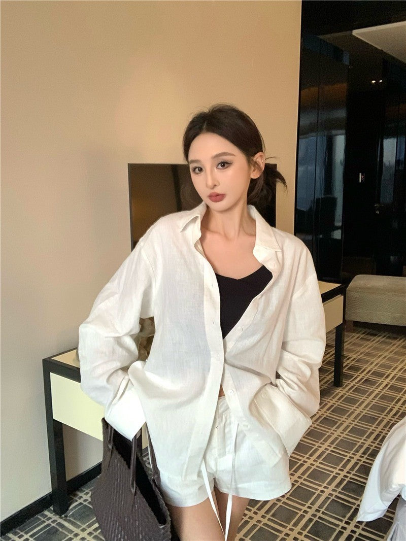 Jun. 休閒呼吸衫 N次穿不膩寬鬆襯衫上衣 抽繩短褲