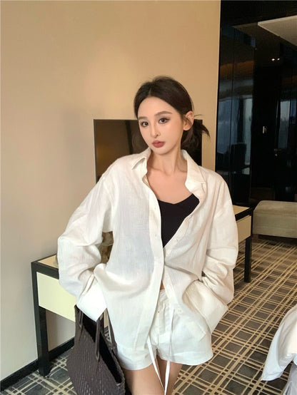 Jun. 休閒呼吸衫 N次穿不膩寬鬆襯衫上衣 抽繩短褲