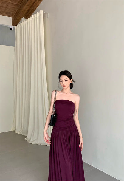 25Nov. 嫩芽紫花百搭打底抹胸半身裙套裝 紫羅花/嫩芽綠