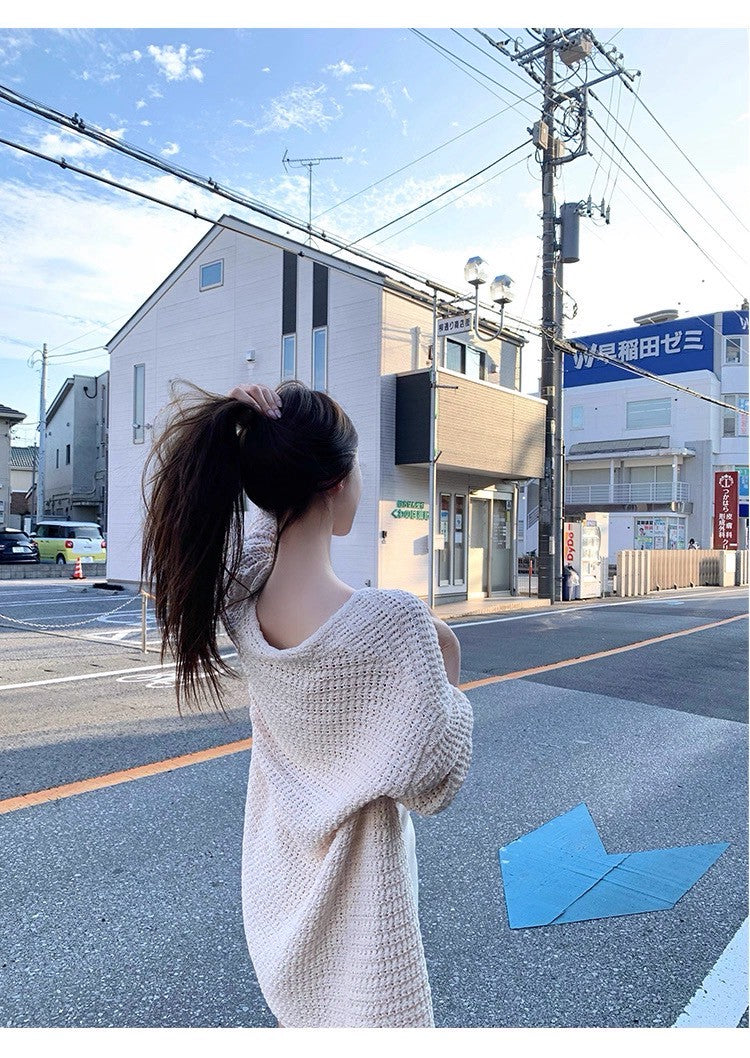 25Oct. 秋日織語慵懶肌理縷空長版針織外套