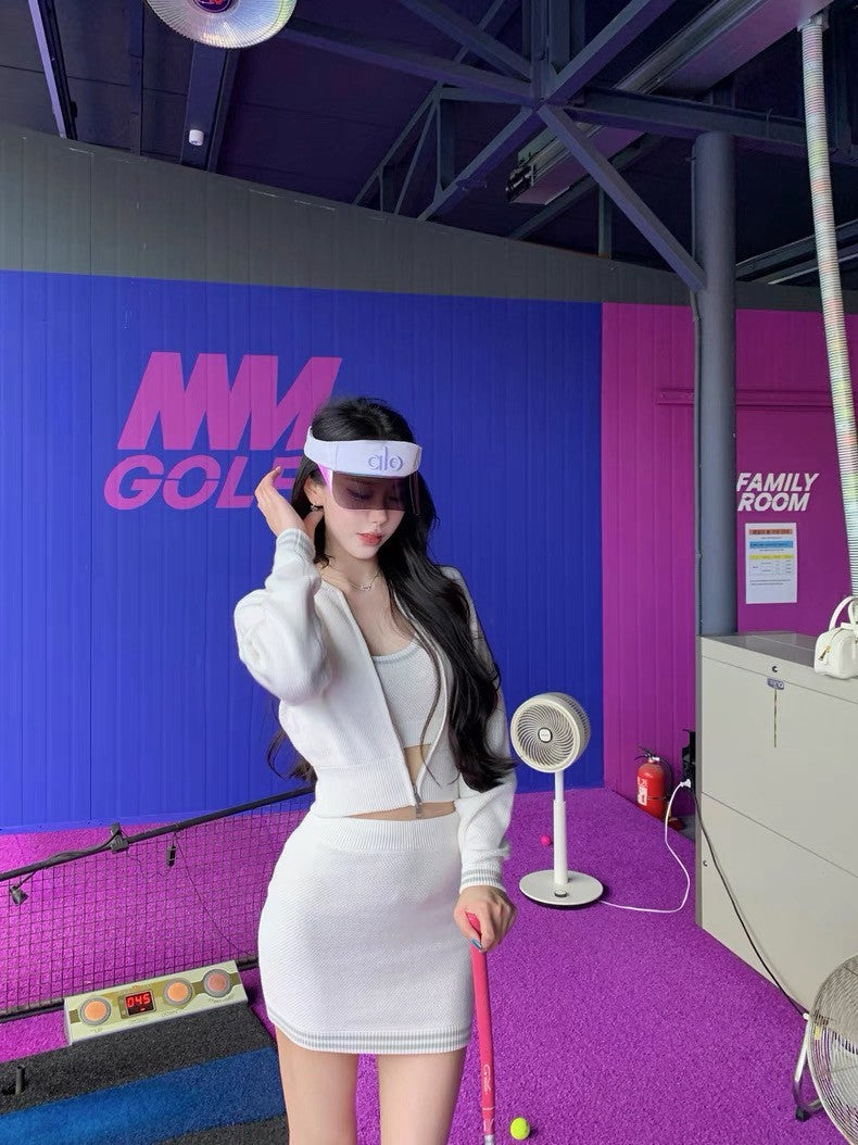 25Oct. 早秋通勤百搭運動半身裙3件套 白/黑