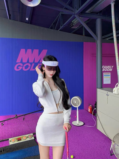 25Oct. 早秋通勤百搭運動半身裙3件套 白/黑