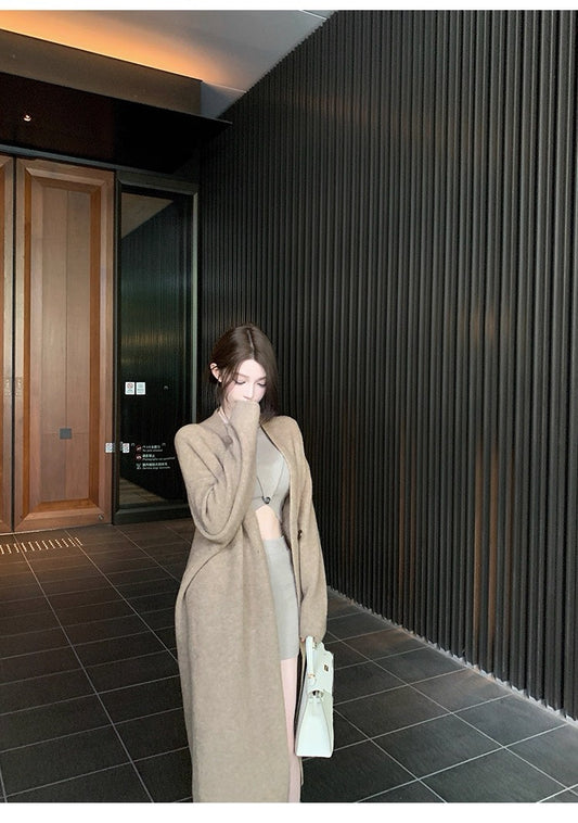 25Nov. 半熟秋日 松茶可可一粒釦韓系針織大衣