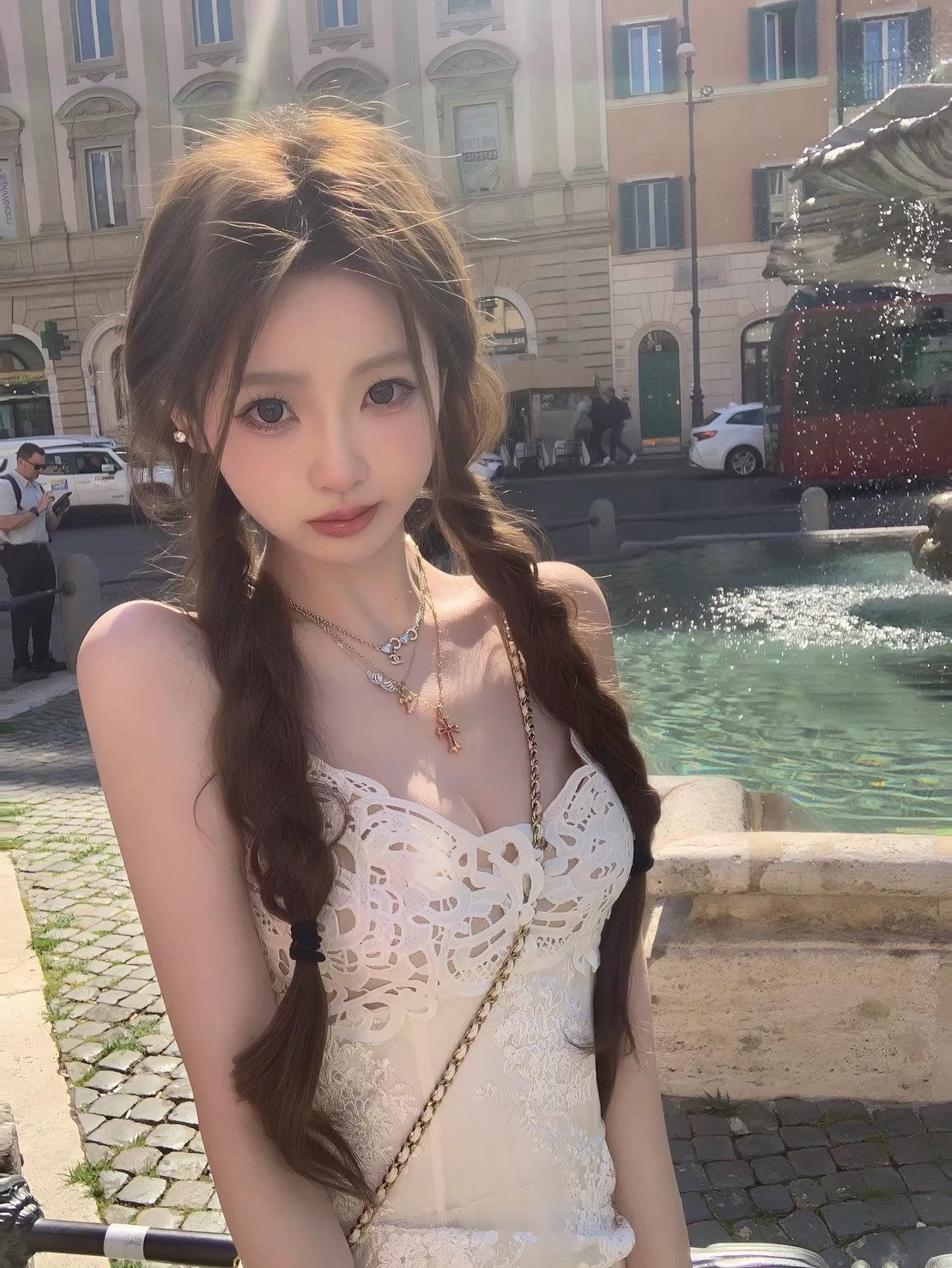 26Jun. 純慾系女友法式縷空蕾絲美背連身裙 白/黑