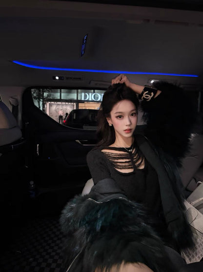 26Jan. 高級感手工縷空絲線圓領針織上衣 4色