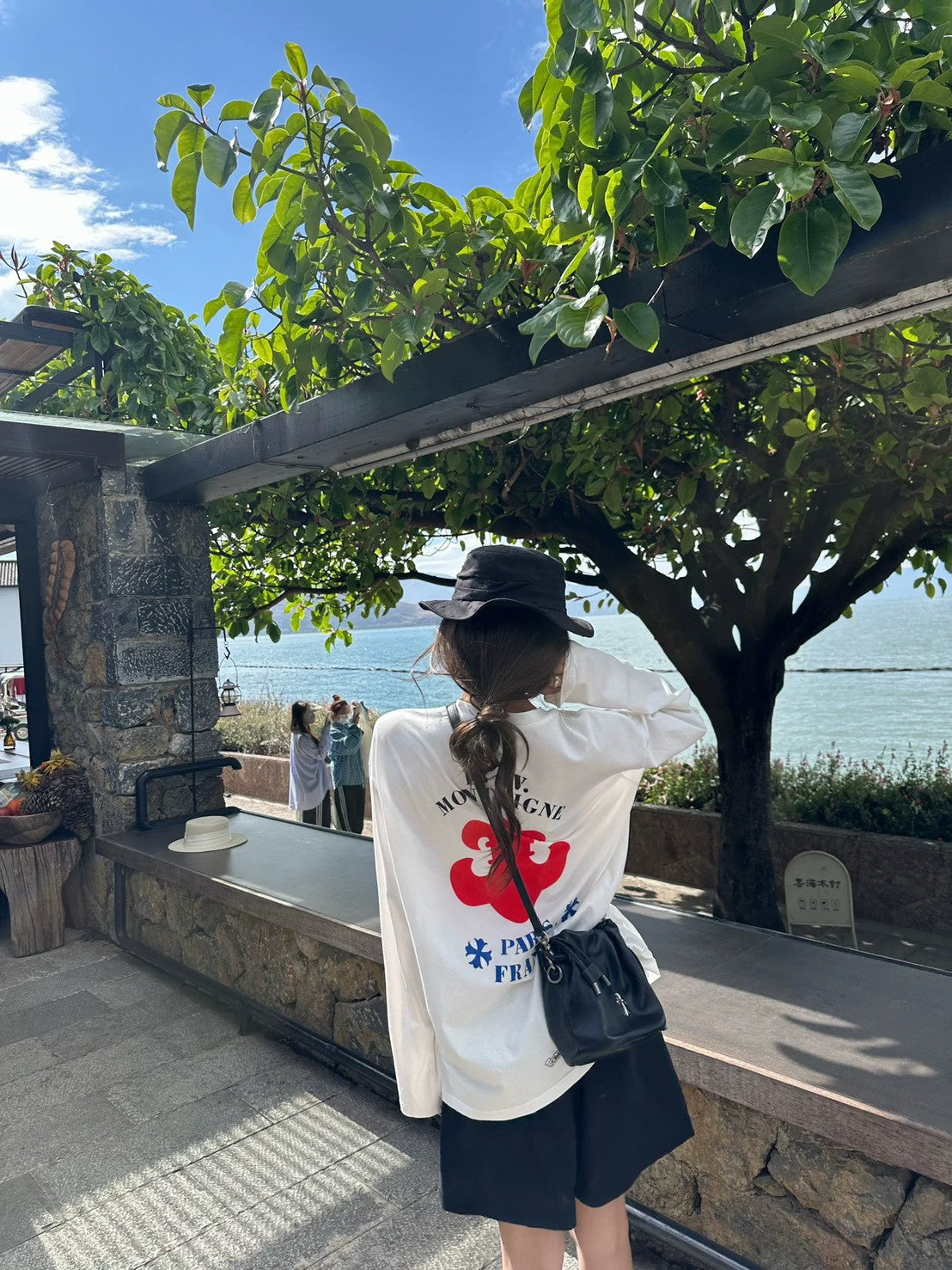26May. 寬鬆慵懶克羅印花空調長袖上衣 白