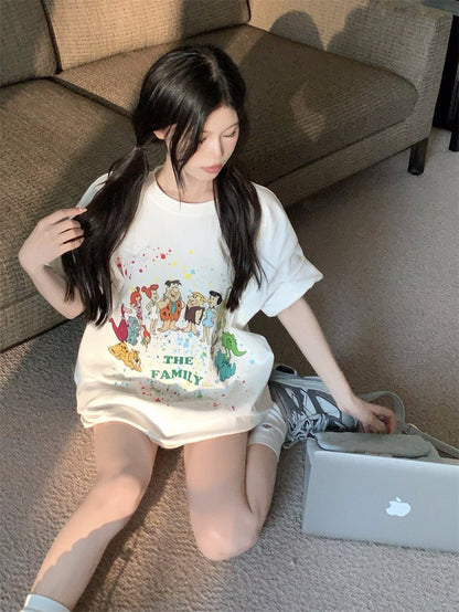 25Dec. 摩登原始人卡通印花寬鬆上衣