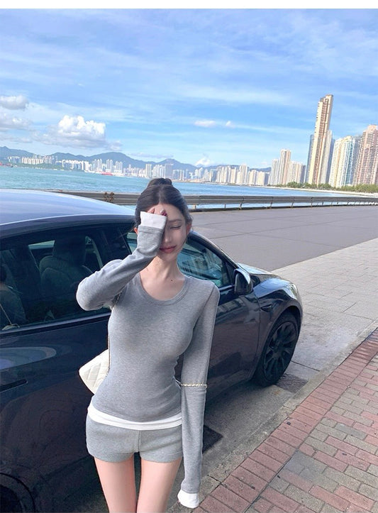 25Nov. 迪拜慵懶週末Row風撞色修身居家服