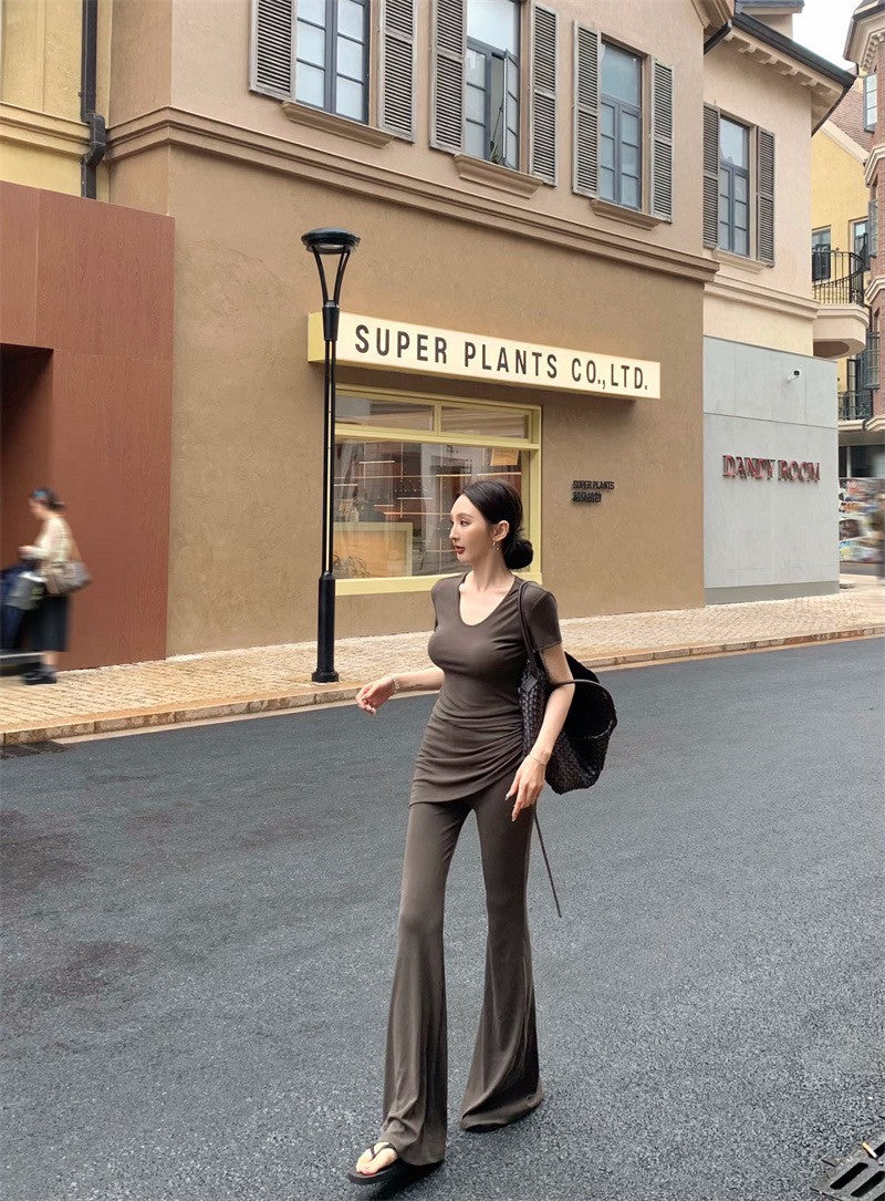 25Jul. 「瘦沒了」簡約韓系休閒系列休閒褲套裝 咖