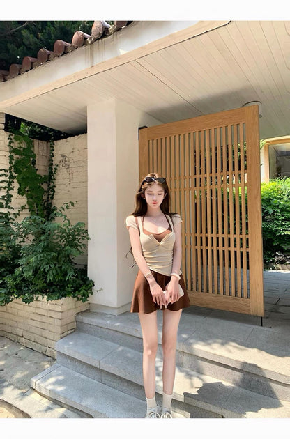 26Jul. 素顏美chic純慾芭蕾裙兩件套 咖色系