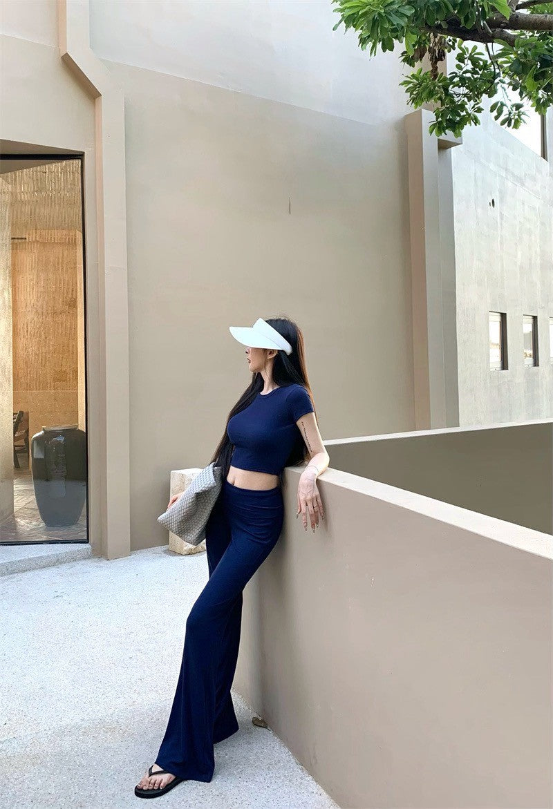 25Sep. 美式休閒穿不膩 短袖休閒褲「軟彈套裝」藏藍