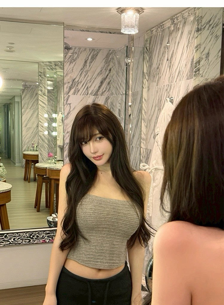 25Dec. 美式辣妹粗針百搭彈力抹胸 白/灰