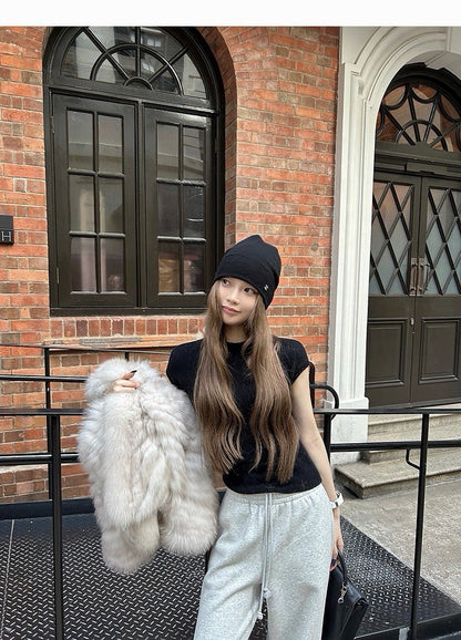 25Dec. 天菜女友嗲欲圓領直肩針織上衣（附手袖）白/黑