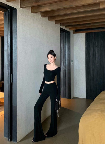 25Nov. 辣妹瑜伽私服 防走光雙層高腰休閒褲套裝 黑