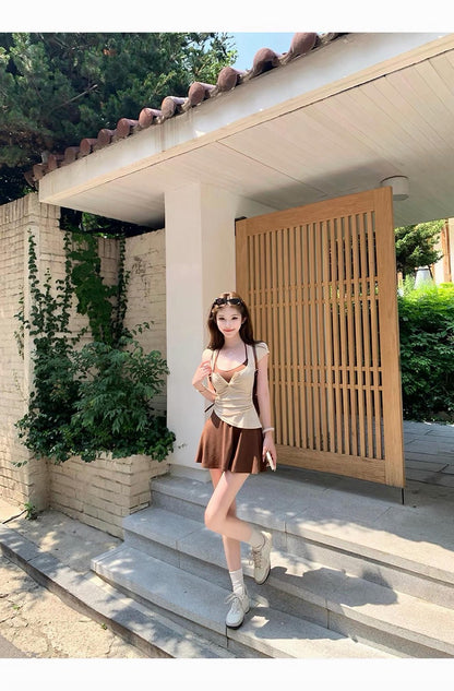 26Jul. 素顏美chic純慾芭蕾裙兩件套 咖色系