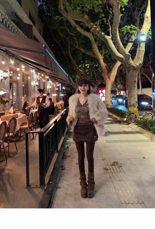 25Dec. 冬日往事百搭厚毛呢復古半身裙 咖