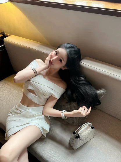26Jun. 性感指標小巴繃帶針織美學套裝 黑/白