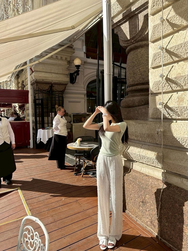 25Aug. arman*俐落圓領正肩針織上衣 豆沙粉/薄荷綠