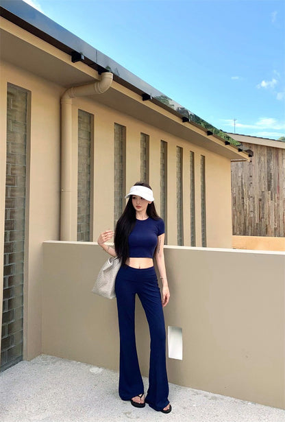 25Sep. 美式休閒穿不膩 短袖休閒褲「軟彈套裝」藏藍