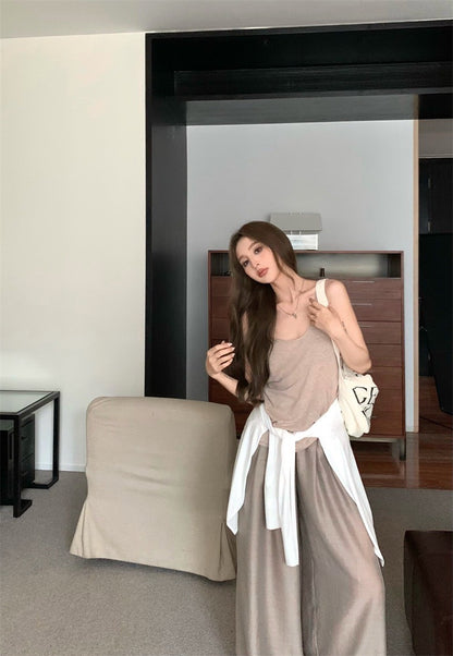 Jun. 美式慵懶遛彎三件 卡色背心/卡色休閒褲