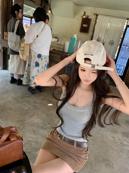 26Apr. 你們愛的 工字RO風針織背心 白/灰