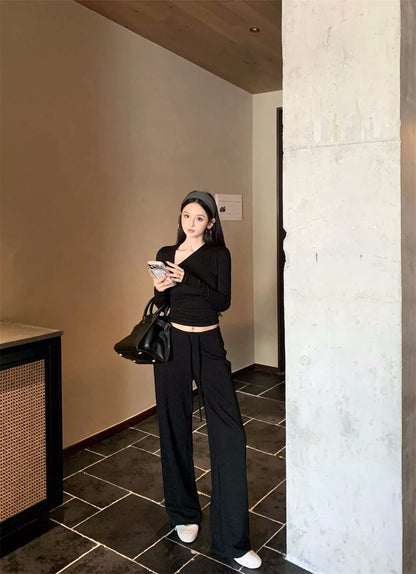 26Jan. 好身材有氧2.0不規則設計感休閒褲/半身裙套裝 黑灰/純黑